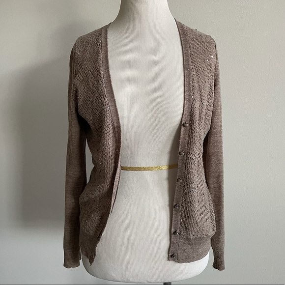 NY&C Sequin Tan Cardigan - Picture 1 of 5